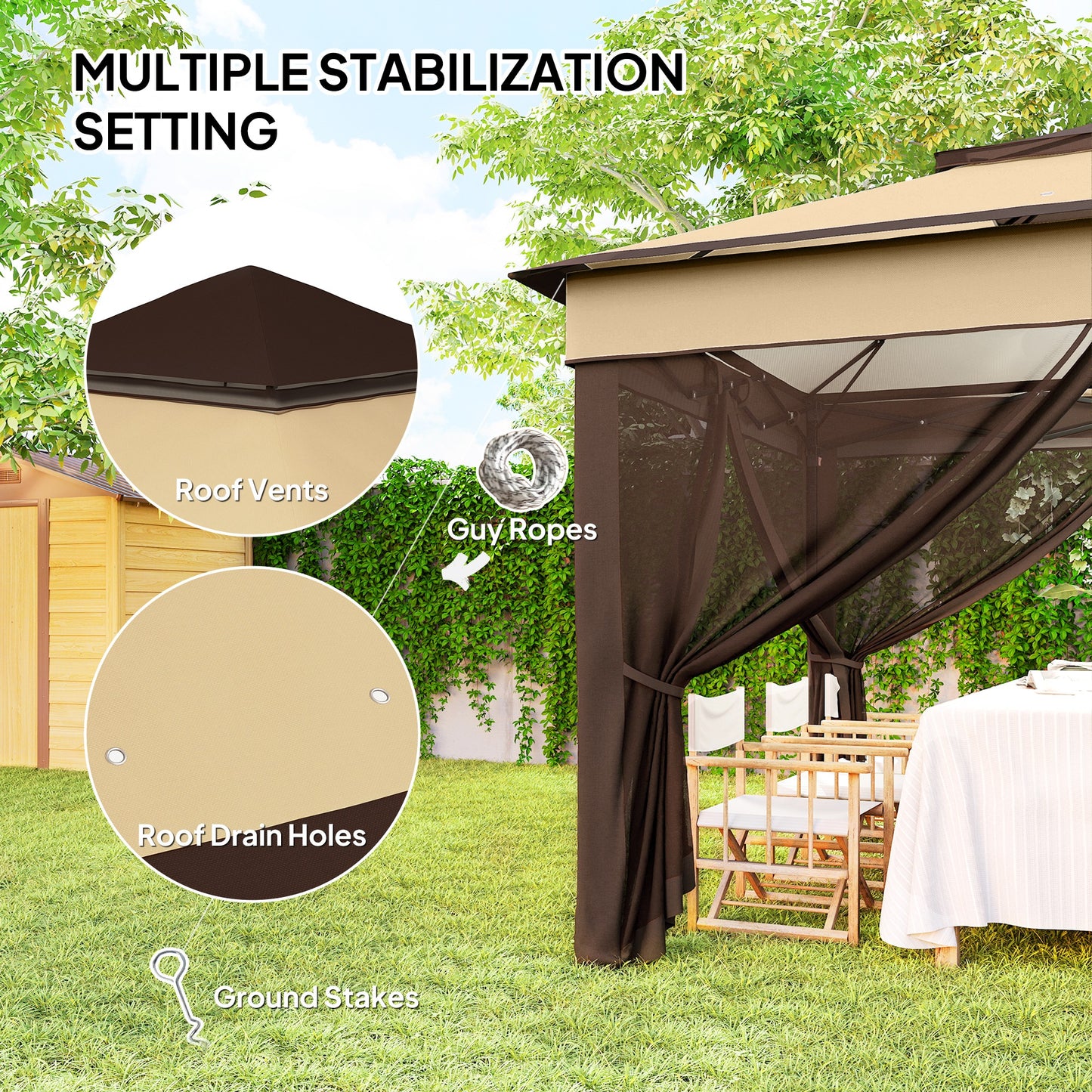 Gazebo pop-up instantané avec rideaux moustiquaires amovibles