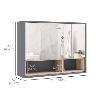 Armoire de toilette murale avec miroir et étagères