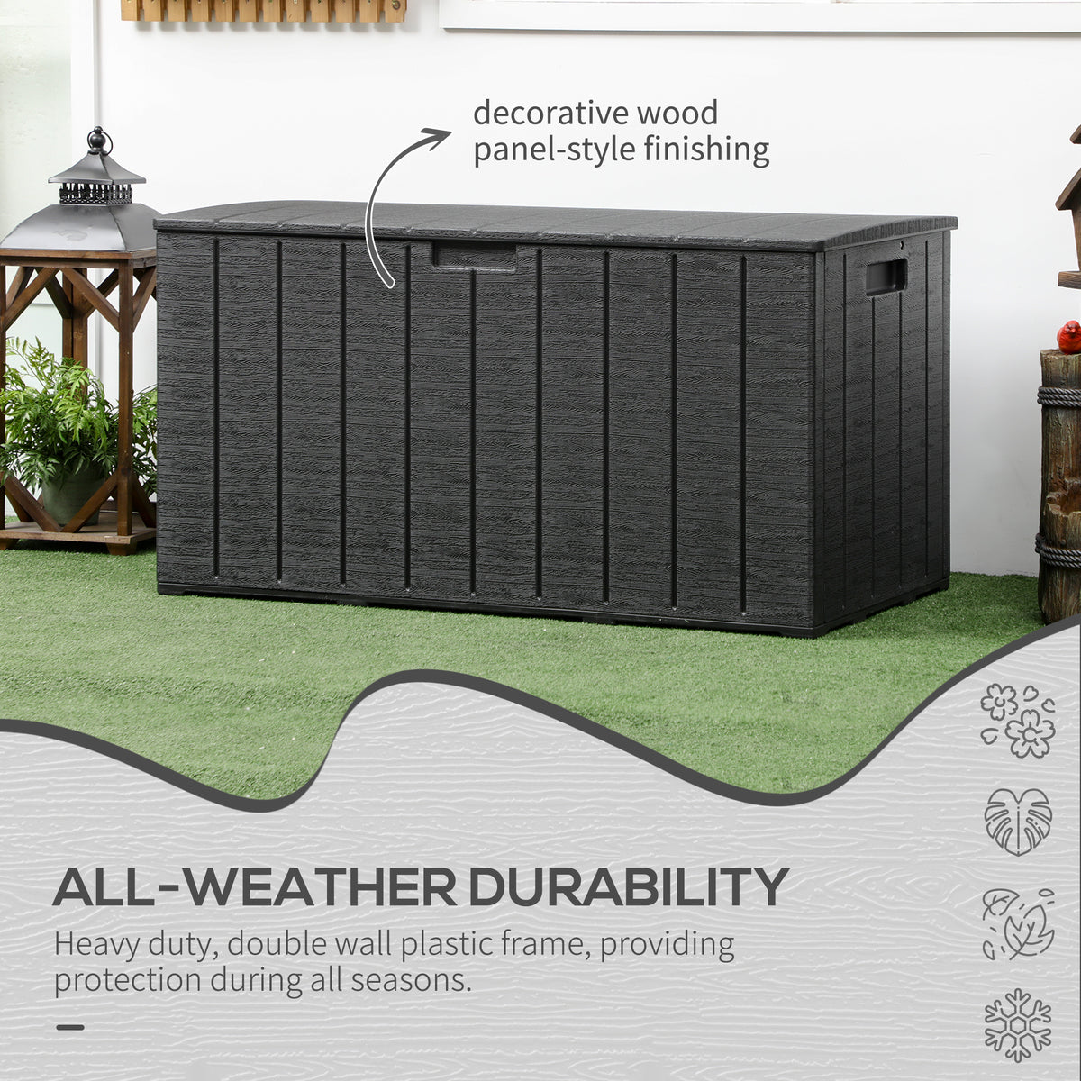 Coffre de rangement jardin 306 L étanche — noir