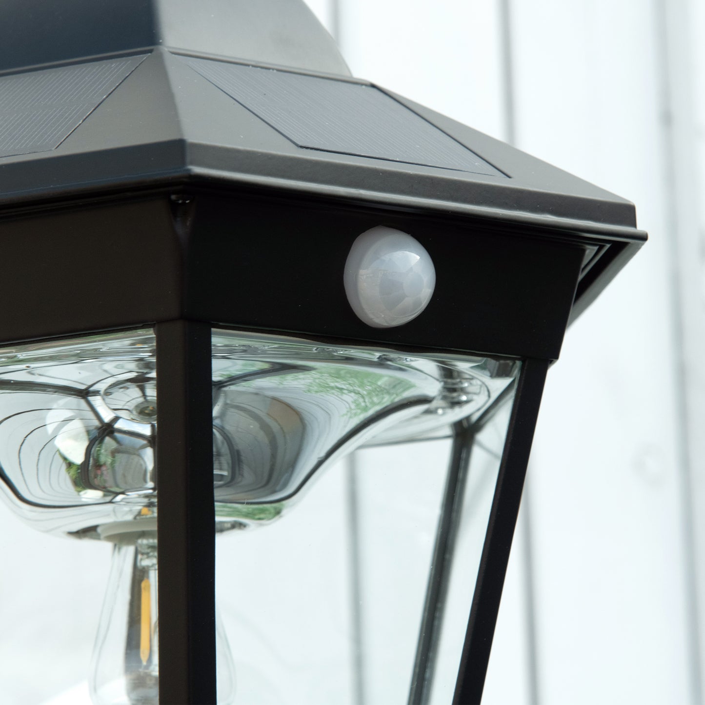 Lampadaire Solaire Outsunny 196cm Détecteur Mouvement Extérieur Noir