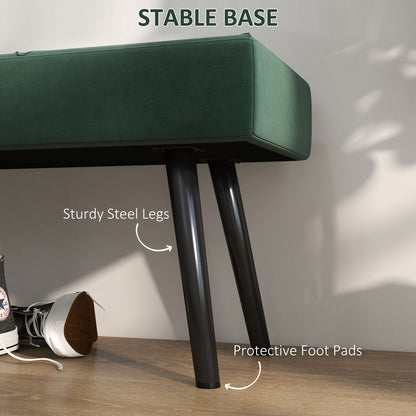 Banc de lit capitonné velours — pieds en acier