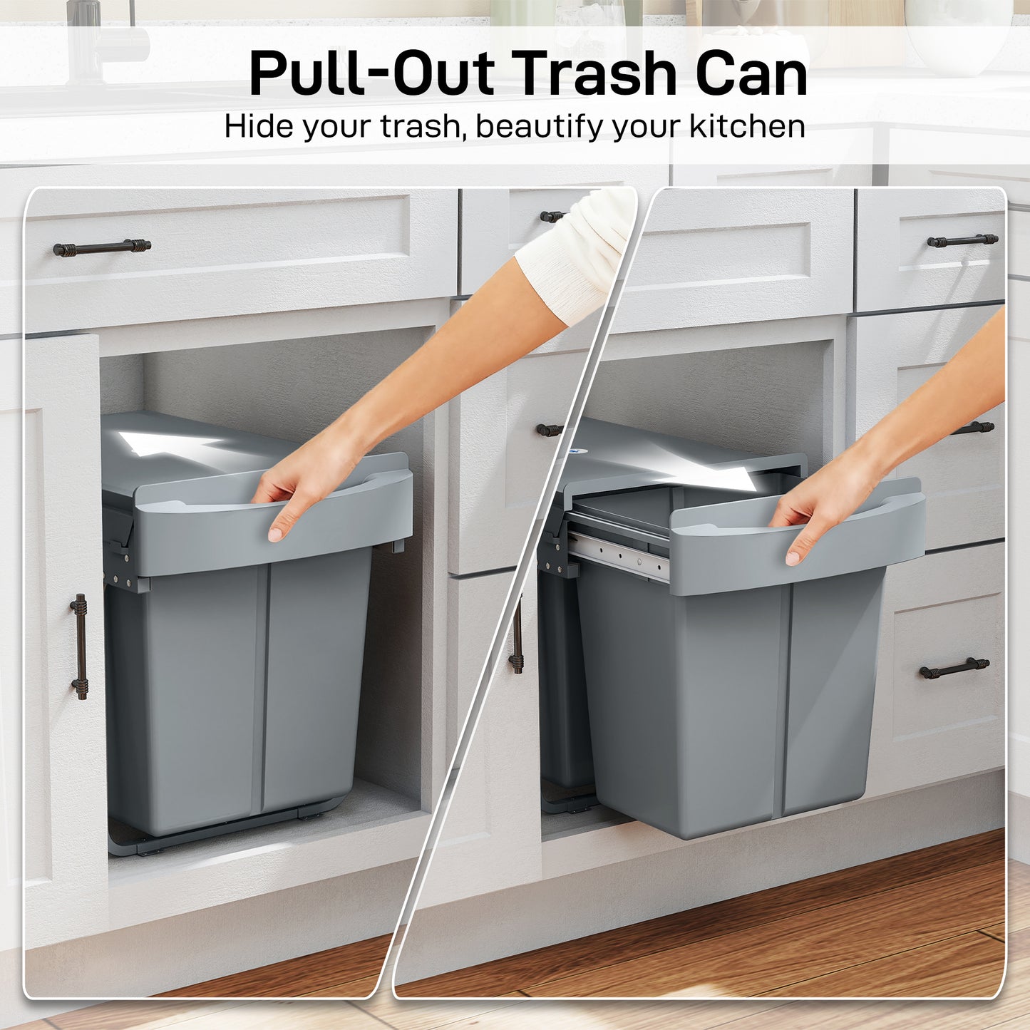 Poubelle coulissante sous armoire 40 L compartiments
