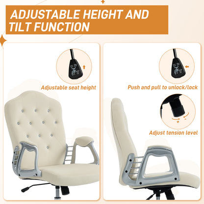Chaise de bureau velours capitonnée réglable pivotante