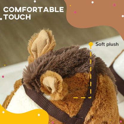 Cheval à bascule pour bébé en peluche avec son