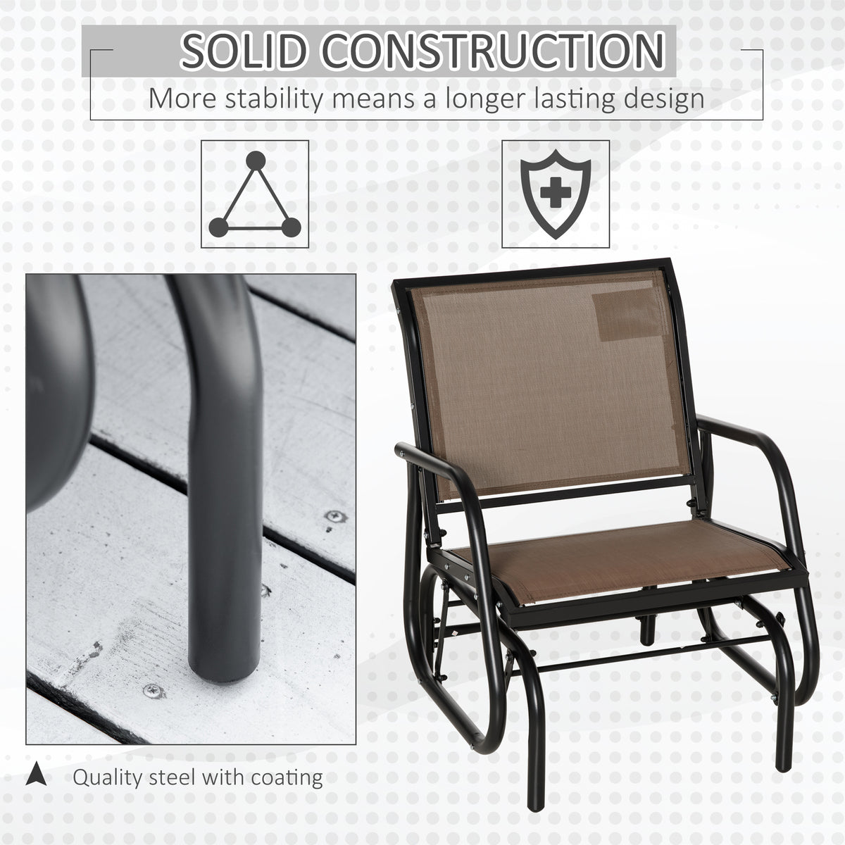 Chaise balançoire d'extérieur à glissement en acier