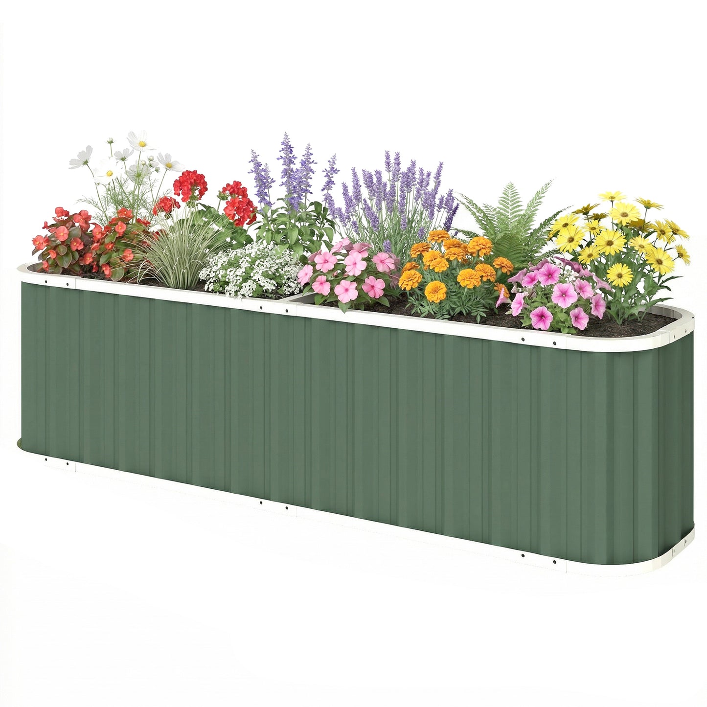 Outsunny 61cm Deep Raised Garden Bed - 220cm Galvanized Steel