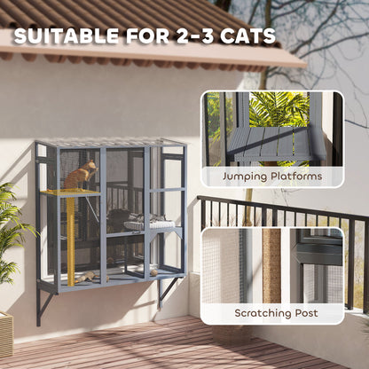 Enclos extérieur pour chats 3 niveaux avec plateformes
