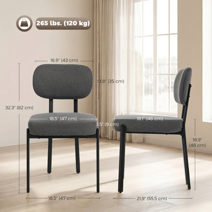 Chaises de cuisine rembourrées lin, ensemble de 2
