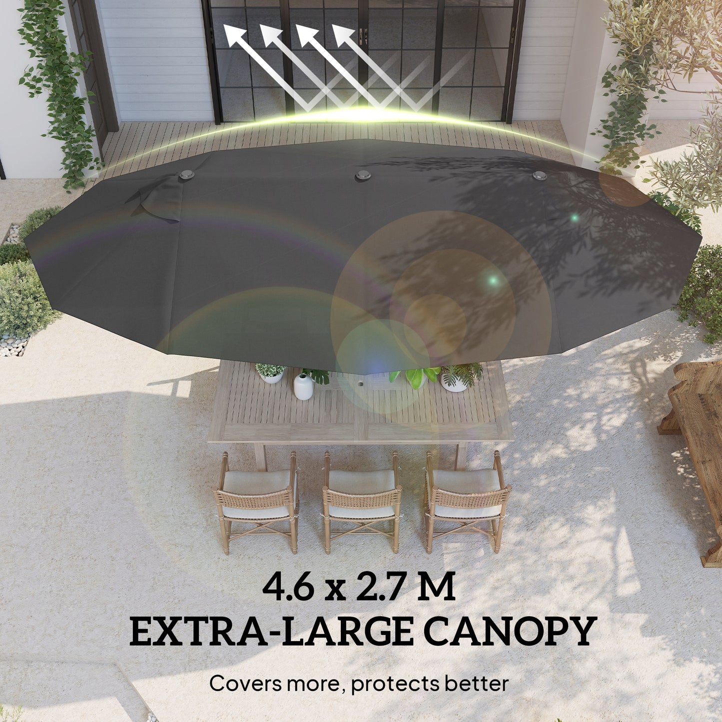 Parasol double face 4,6m avec manivelle acier