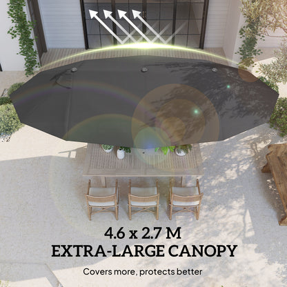 Parasol double face 4,6m avec manivelle acier