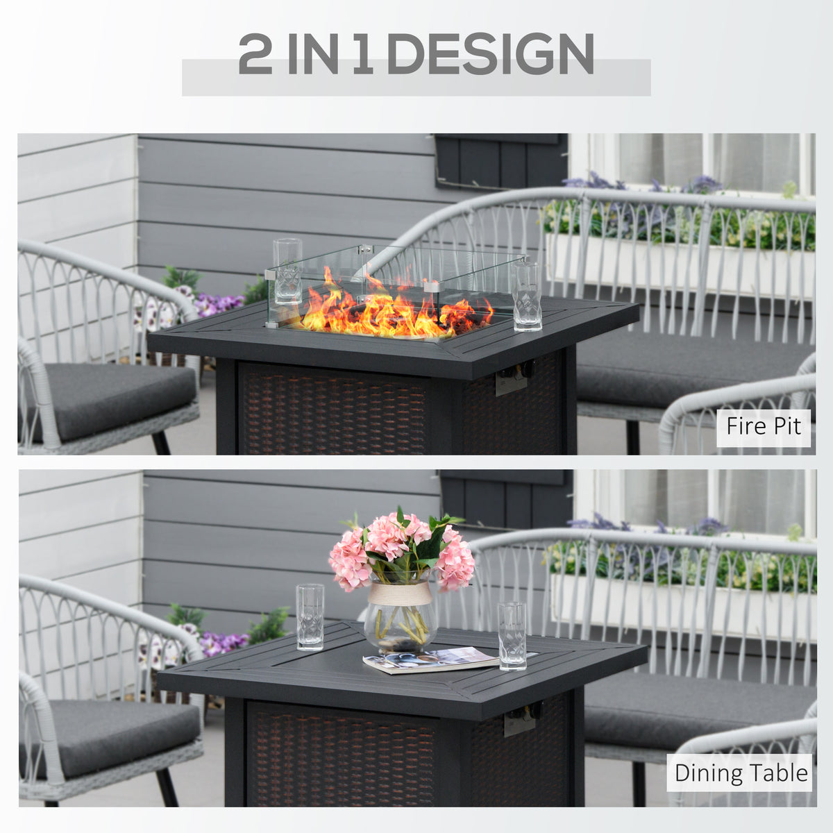 Table foyer propane 32 po, 50 000 BTU — acier