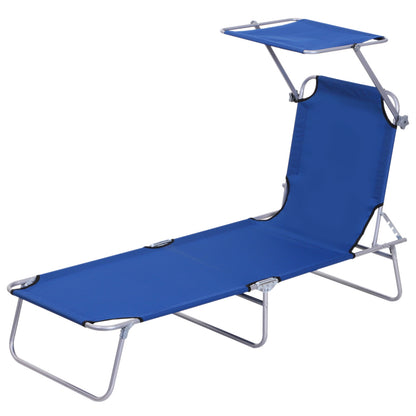Chaise longue pliante avec auvent réglable