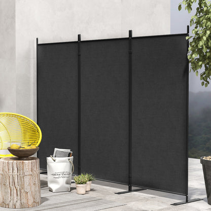 Outsunny Outdoor 3-Panel Folding Screen 176cm UV30+ Dark Grey