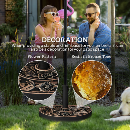Base de parasol demi-lune 20 livres motif floral — bronze