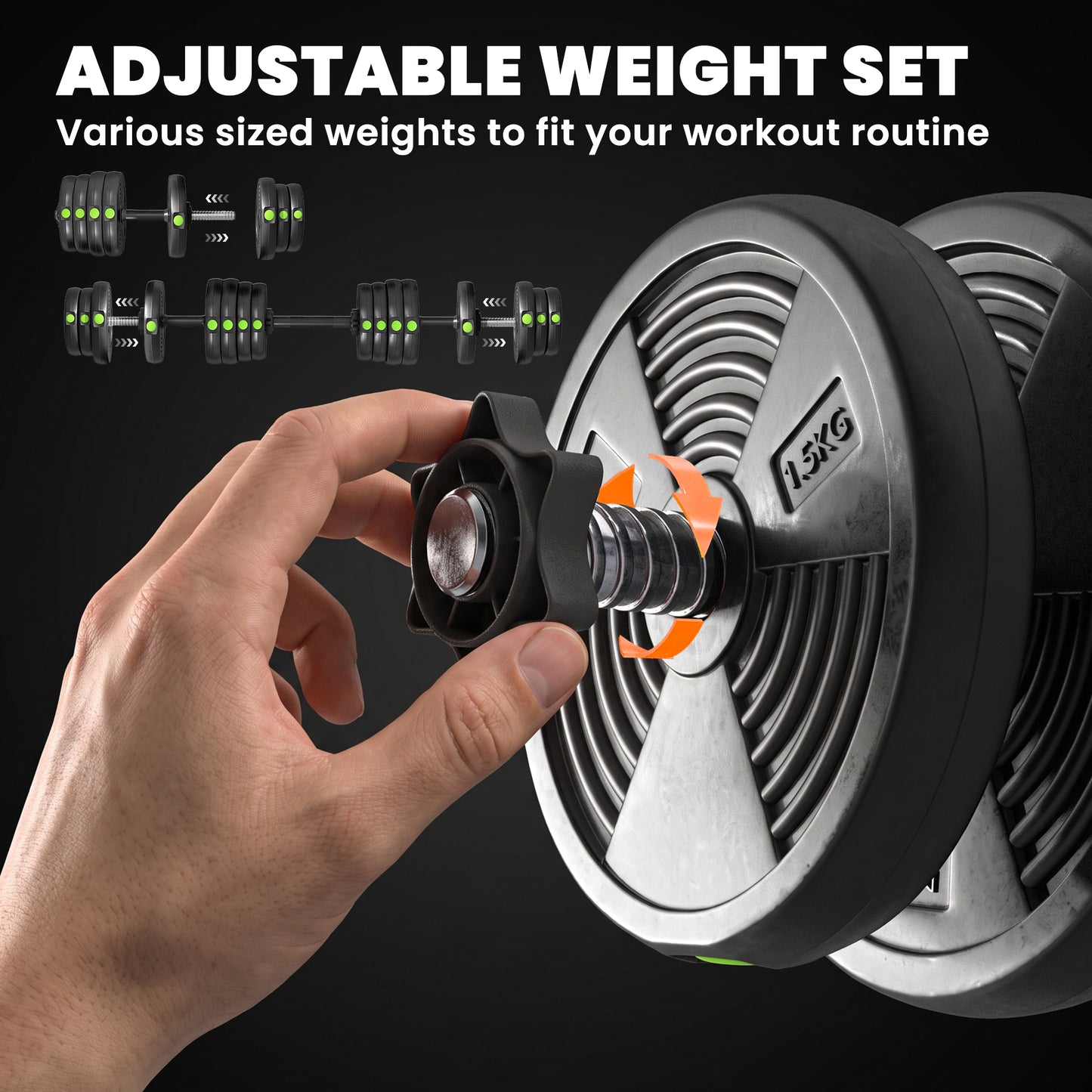 Ensemble haltères et barre 2-en-1 ajustable 30 kg