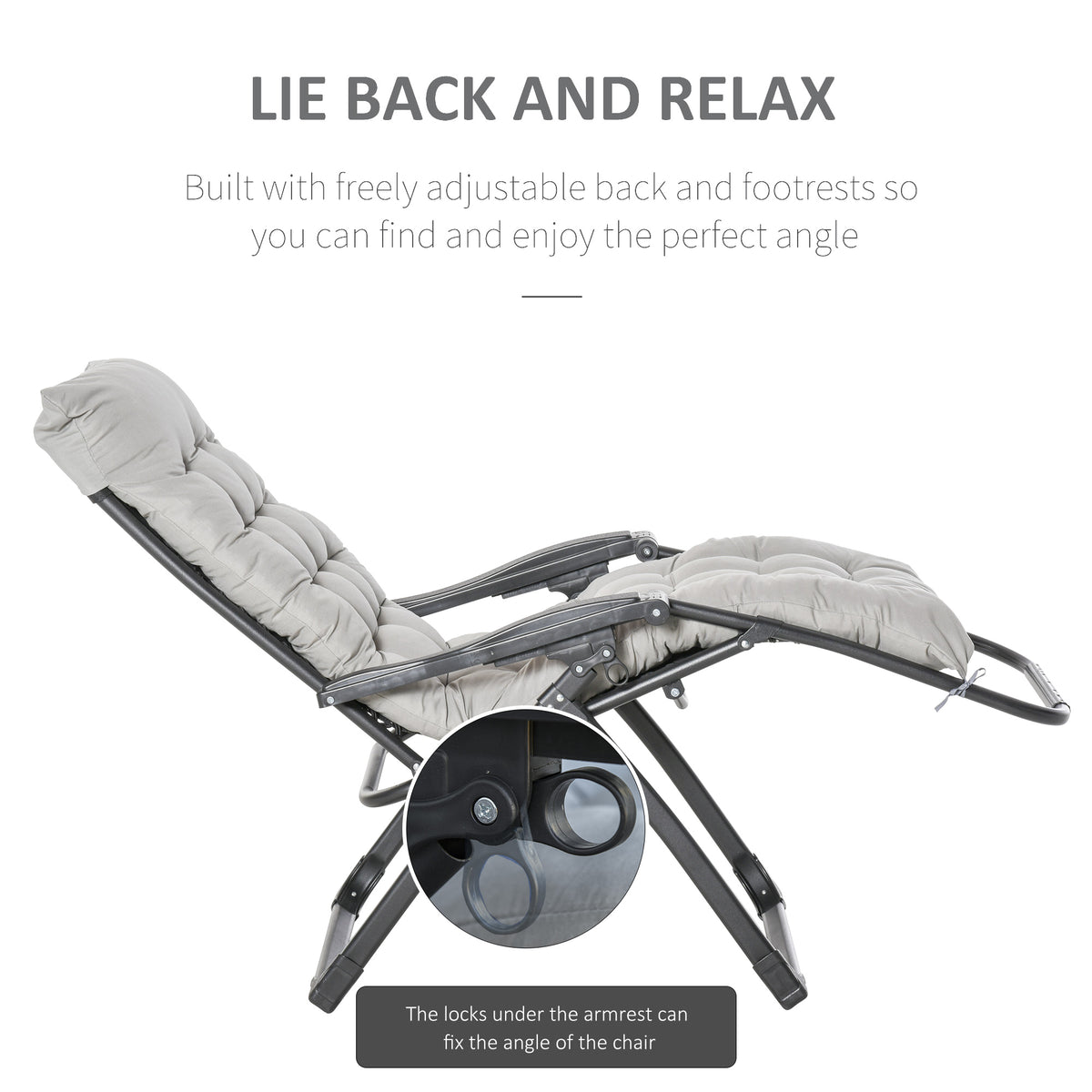 Chaise longue zéro gravité pliante avec coussin amovible