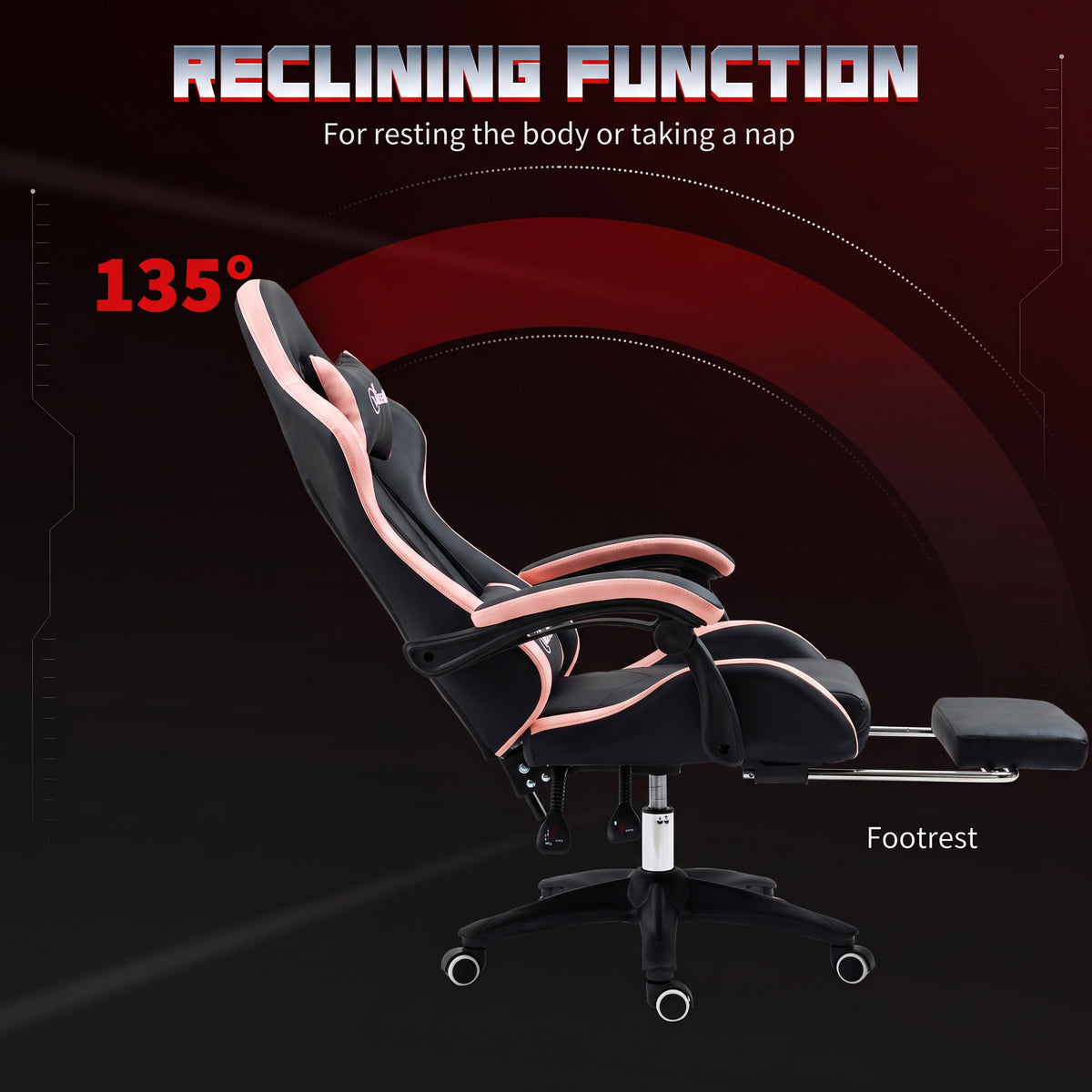 Chaise de gaming ergonomique en similicuir avec repose-pieds
