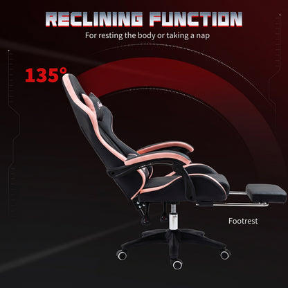 Chaise de gaming ergonomique en similicuir avec repose-pieds
