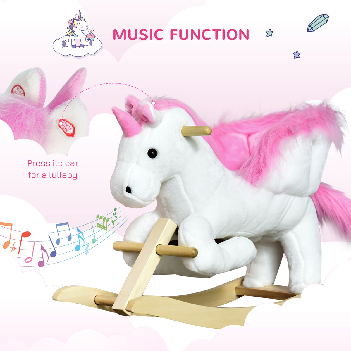 Cheval à bascule pour bébé avec sons musicaux