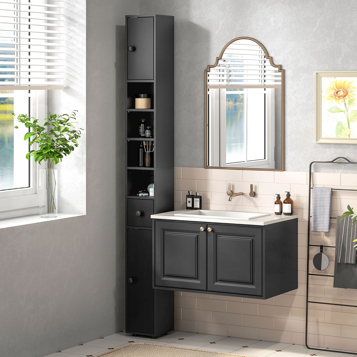 Armoire de salle de bain haute autoportante