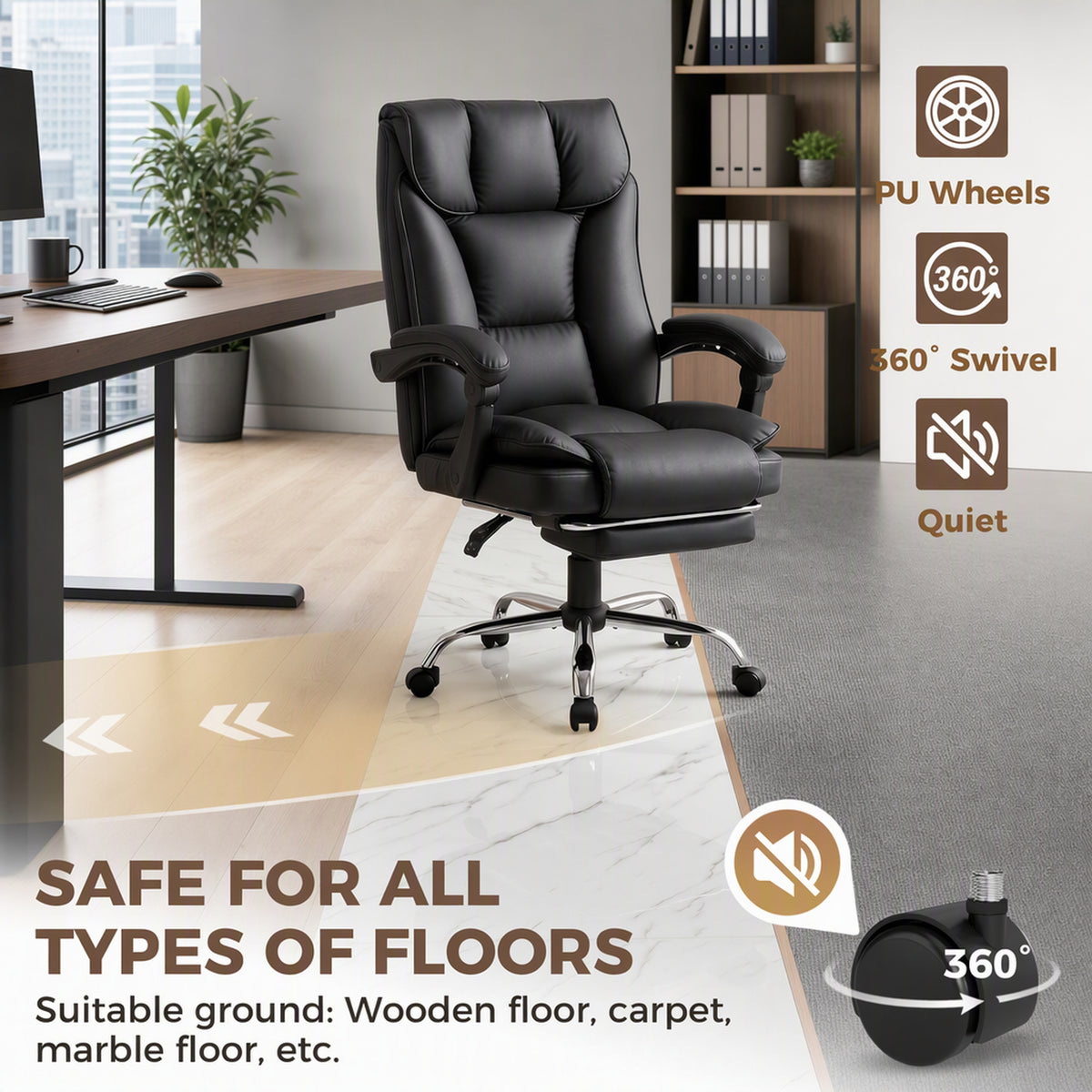 Chaise de bureau ergonomique avec repose-pieds