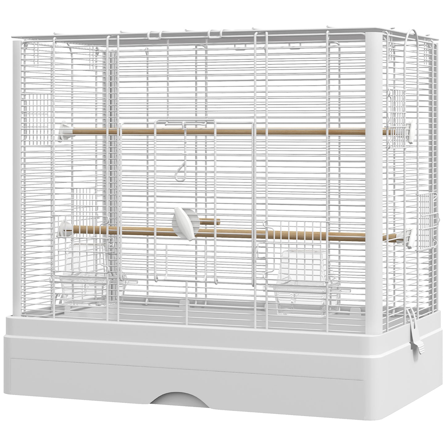 Cage à oiseaux avec perchoirs en bois et plateau amovible