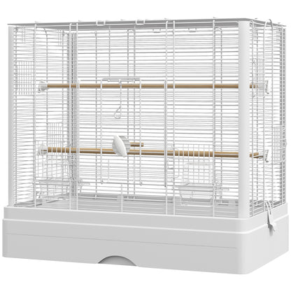 Cage à oiseaux avec perchoirs en bois et plateau amovible
