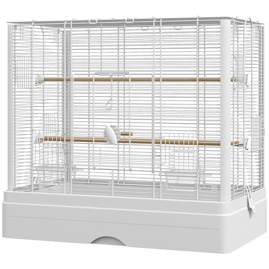 Cage à oiseaux avec perchoirs en bois et plateau amovible