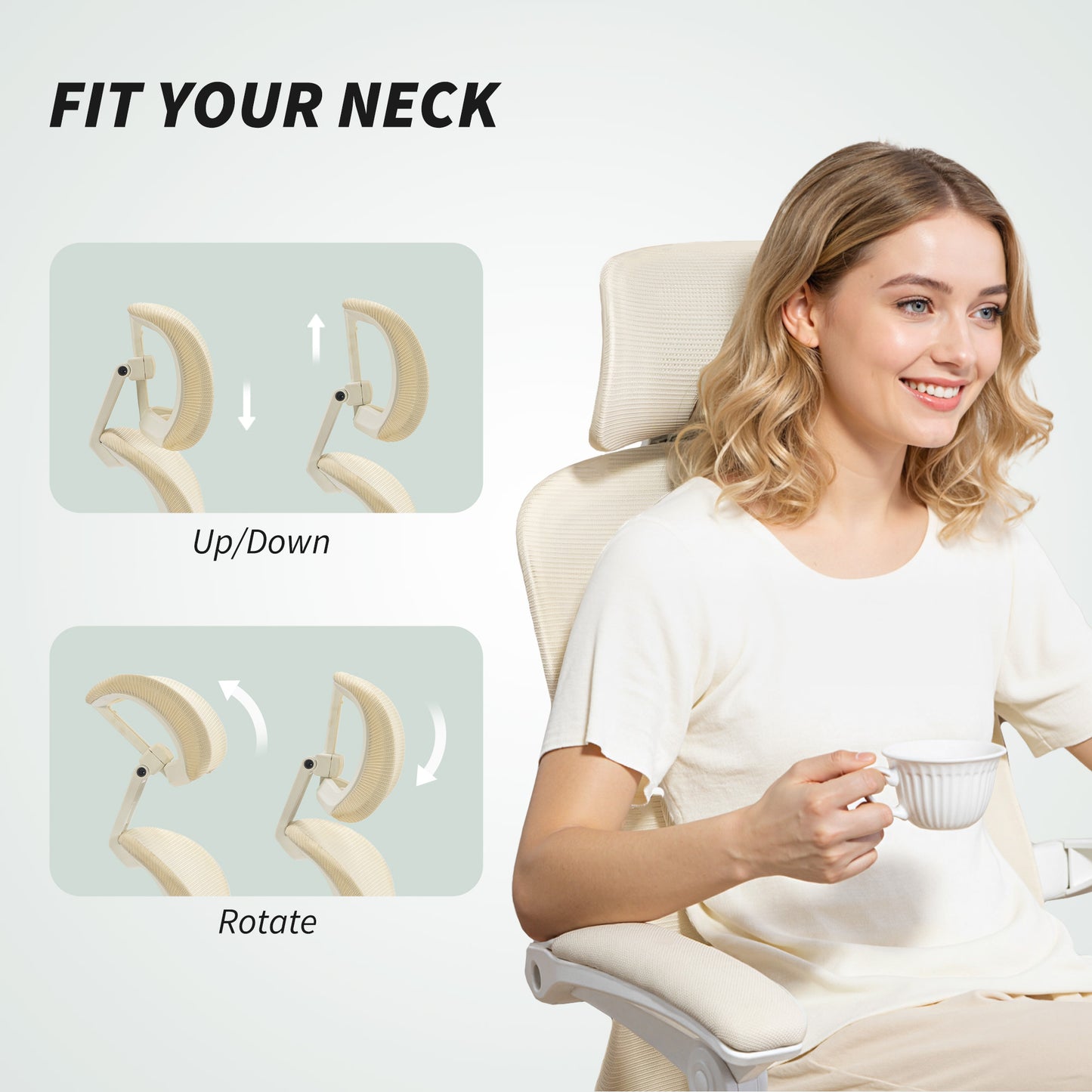 Chaise de bureau ergonomique avec support lombaire ajustable et appui-tête