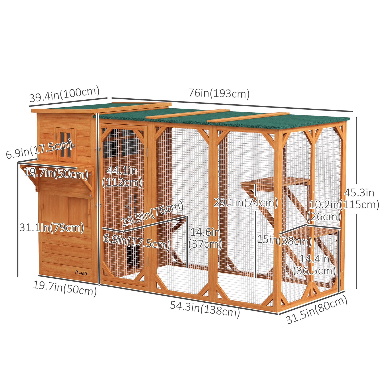 Enclos extérieur pour chat en bois avec toit asphalte