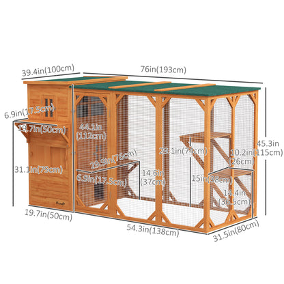 Enclos extérieur pour chat en bois avec toit asphalte