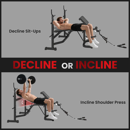 Banc de musculation réglable avec support à squat