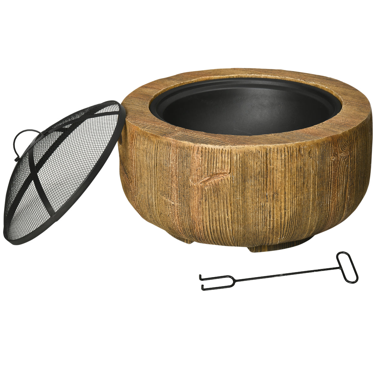 Foyer de patio 60 cm métal bois — Design bois rustique