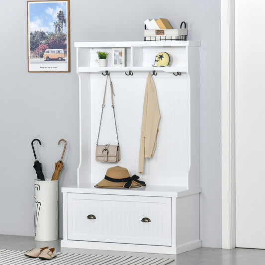 Meuble d'entrée avec banc de rangement et patères 164 cm