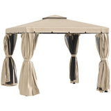 Gazebo de patio double toit avec rideaux et moustiquaire