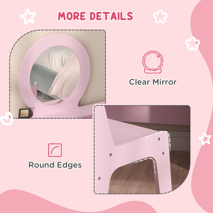 Coiffeuse enfant avec miroir et tabouret 4 tiroirs