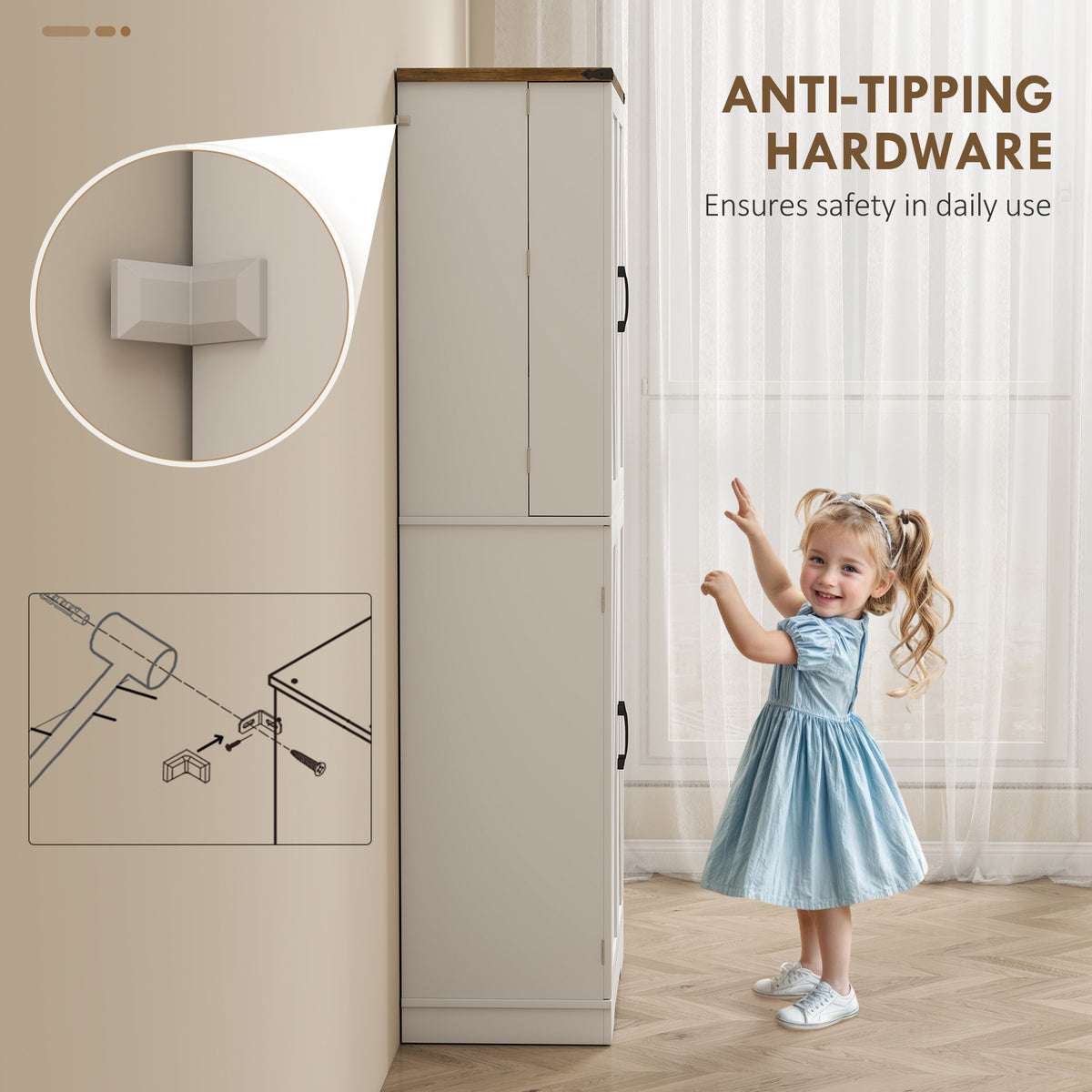 Armoire de cuisine style champêtre 182 cm