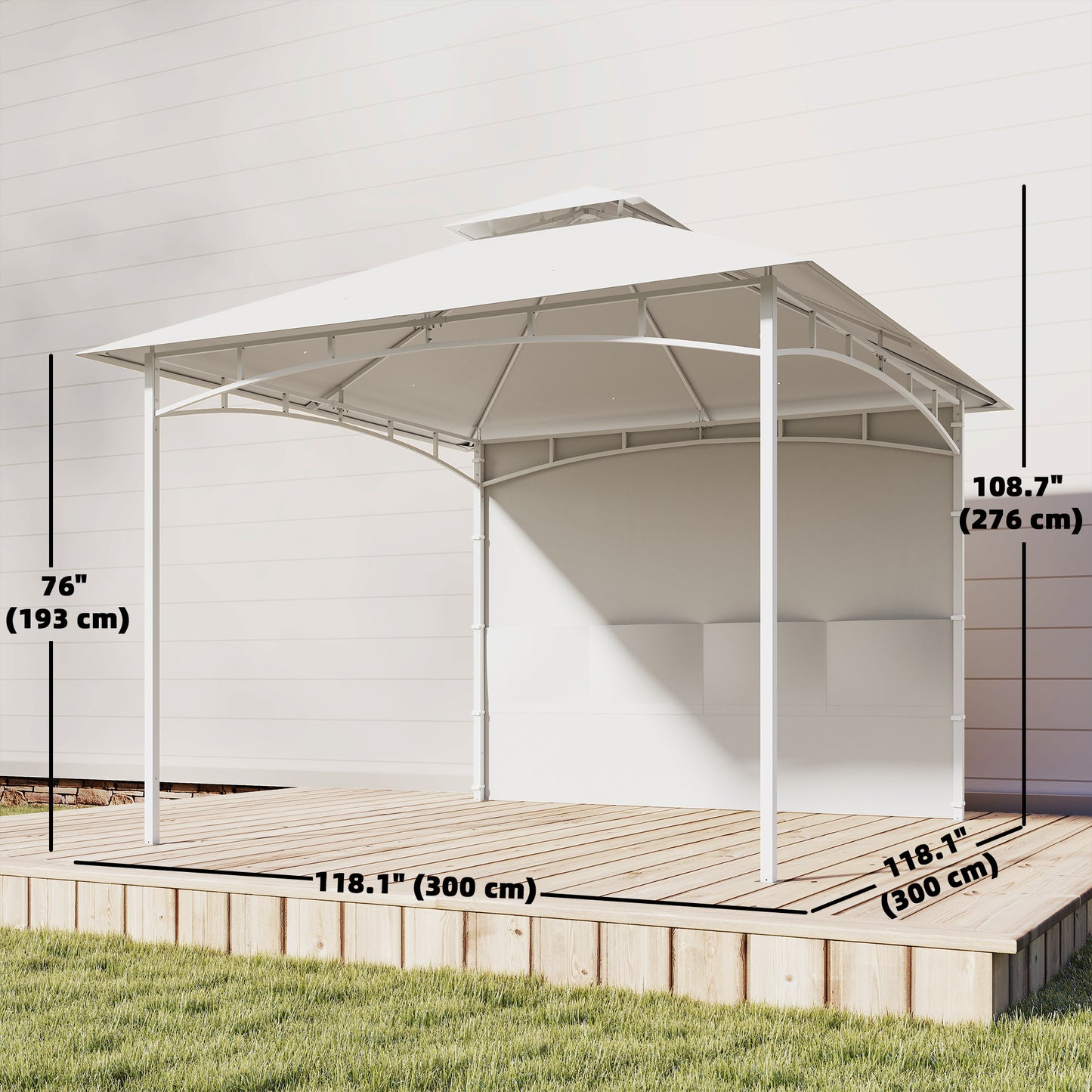 Gazébo patio double toit 3 x 3 m avec rangement