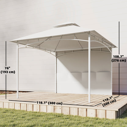Gazébo patio double toit 3 x 3 m avec rangement