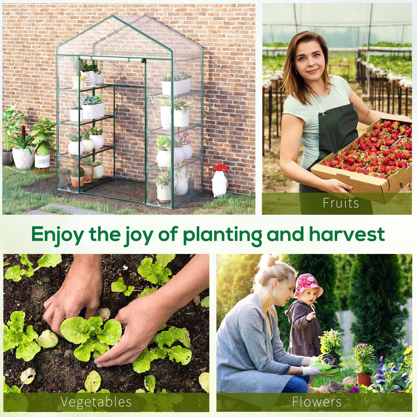  4-Tier Portable Greenhouse 143x73x195cm Garden Plants
