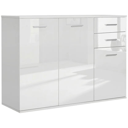 Buffet haut brillant avec tiroirs et portes