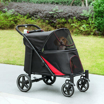 Poussette pliable pour animaux roues universelles amortisseurs