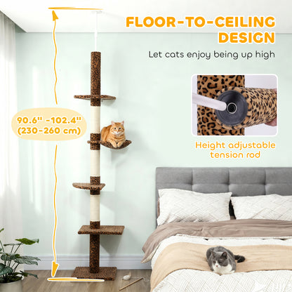 Arbre à chat 5 niveaux sol au plafond — Léopard