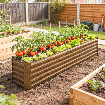 Outsunny Galvanized Raised Garden Bed 240x40x45cm Outdoor Garden