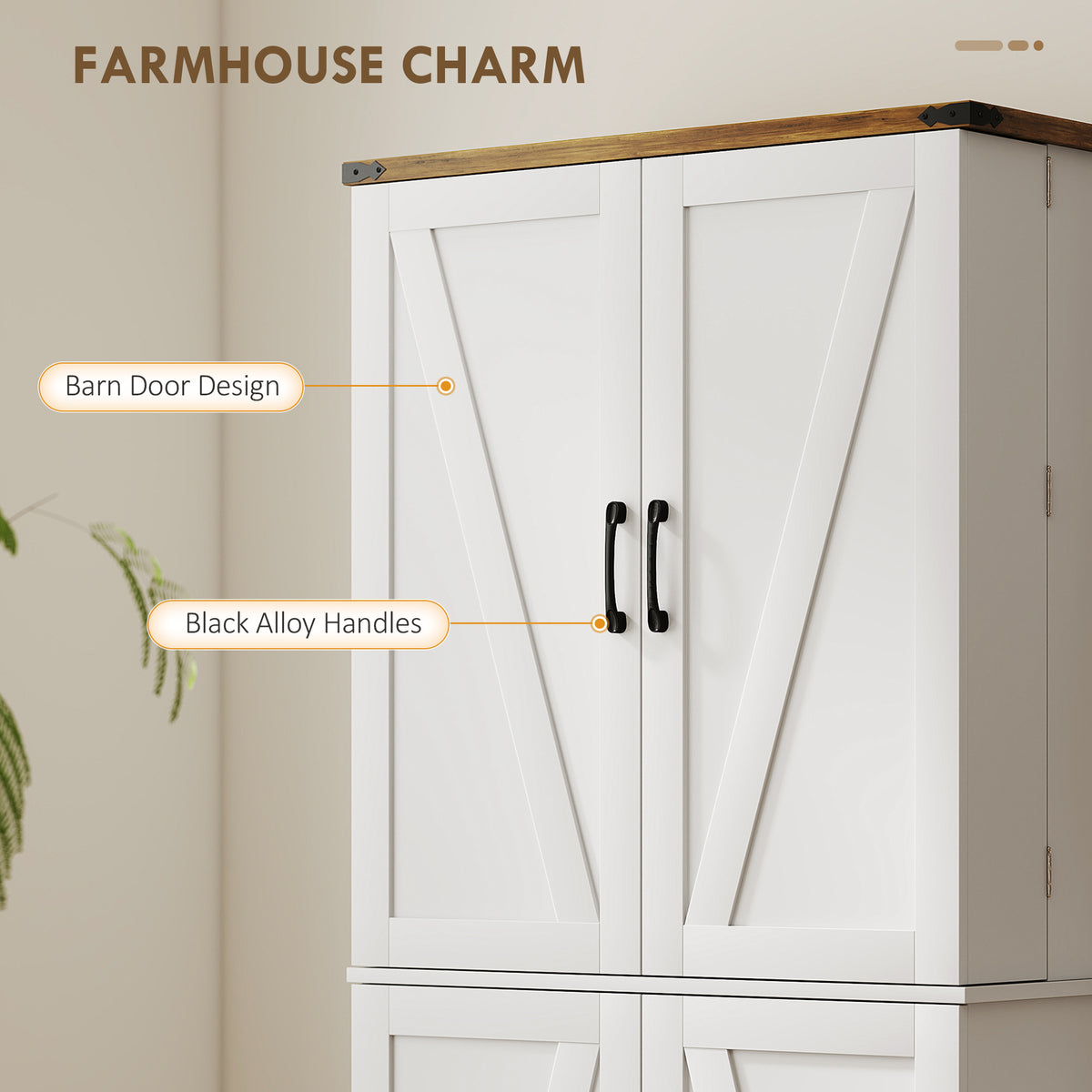 Armoire de cuisine style champêtre 182 cm