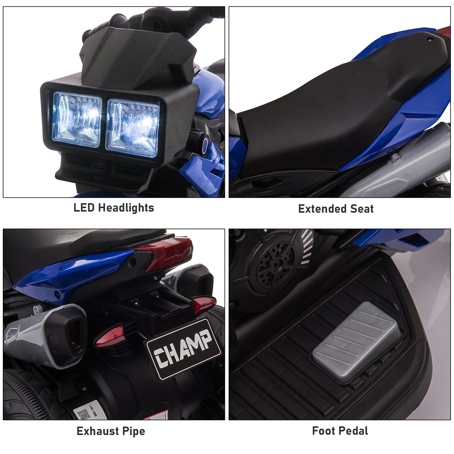Moto électrique pour enfants 6V avec pédales musique phares