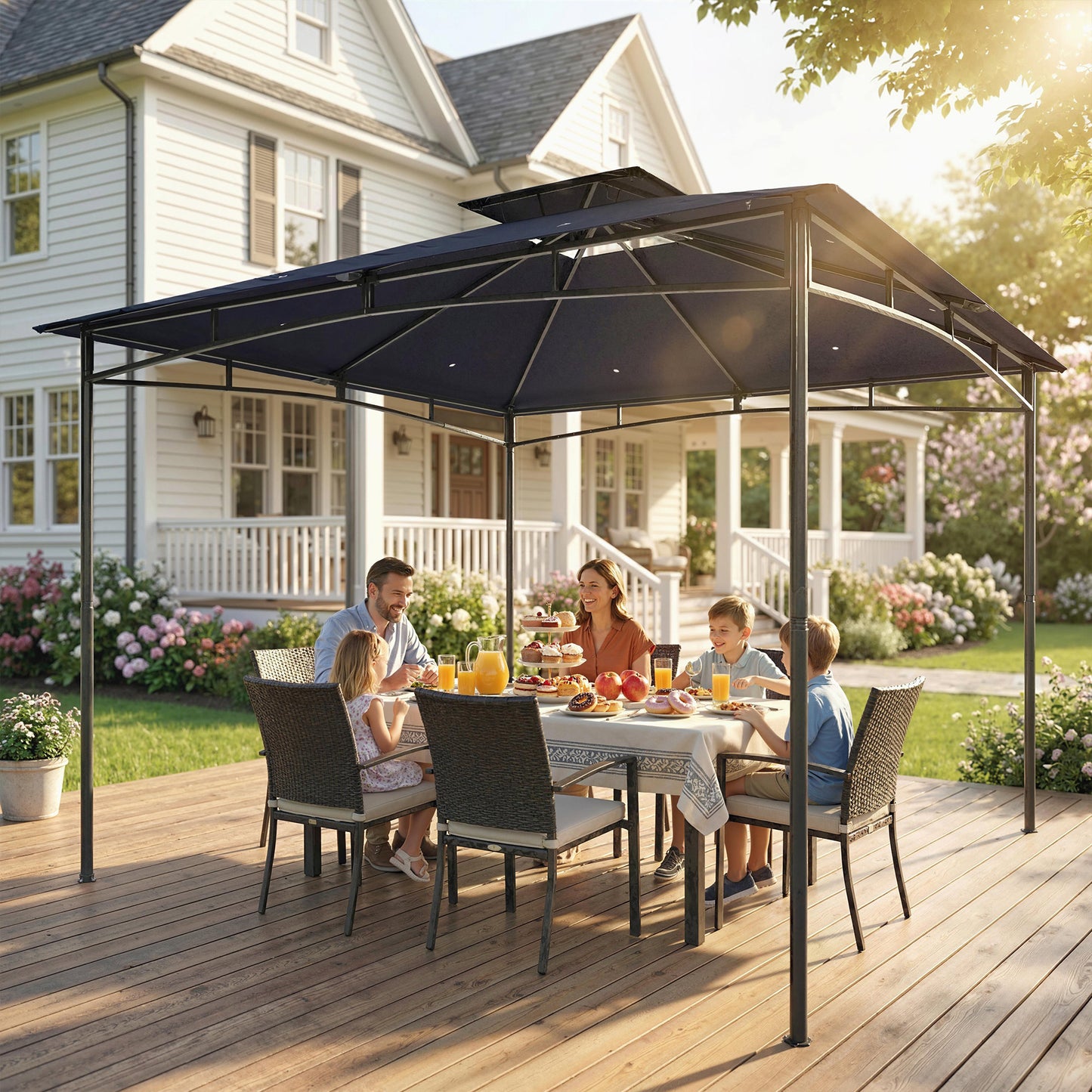 Gazebo de jardin double toit 3 m x 3 m