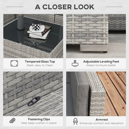 Ensemble patio 7 pièces rotin modulaire avec table