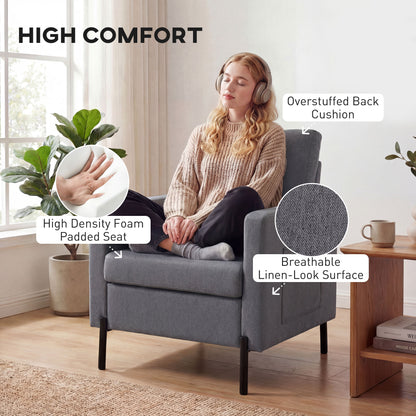 Fauteuil d'appoint rembourré avec poches latérales