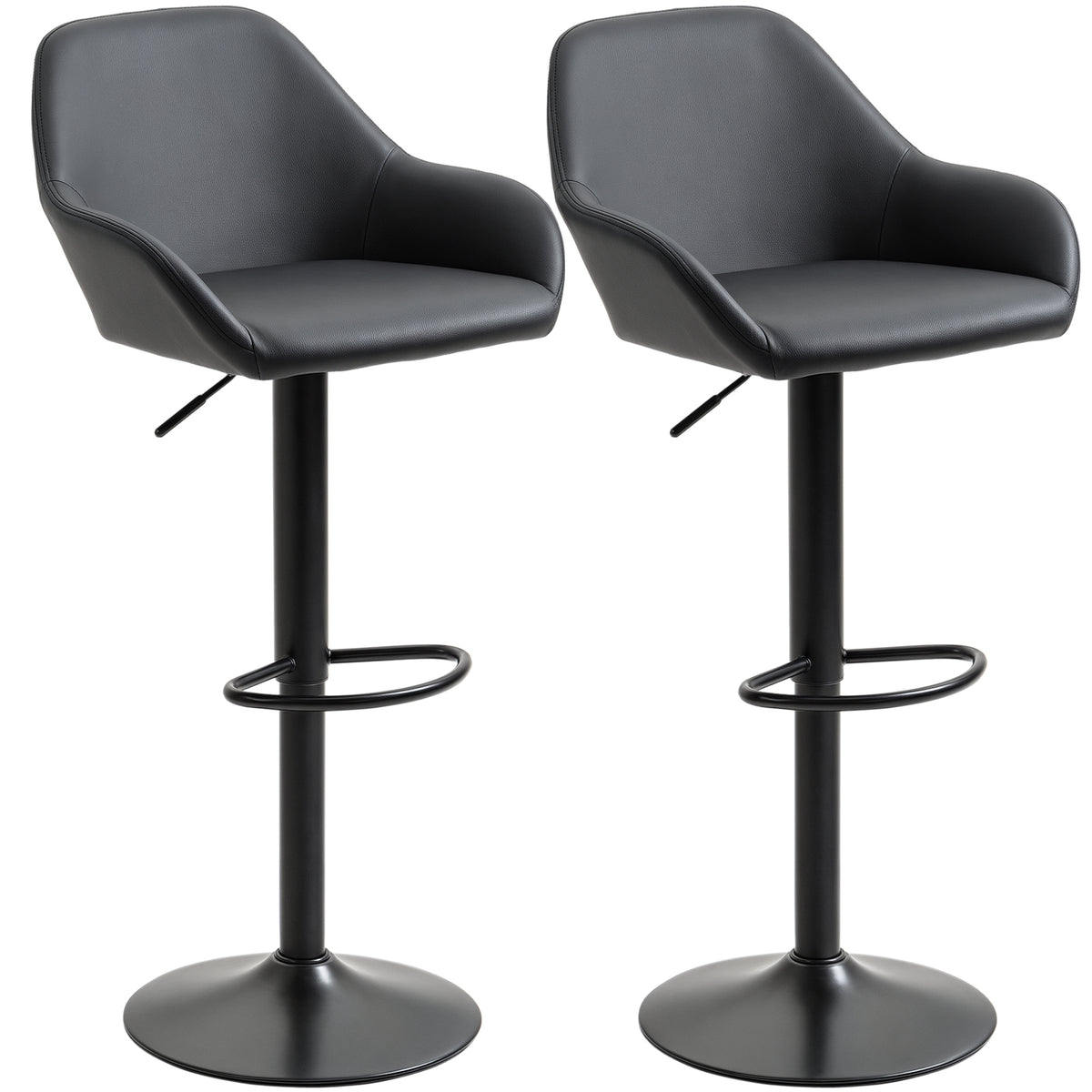 Ensemble 2 tabourets de bar ajustables — cuir PU
